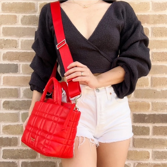 Kate Spade Softwhere Quilted Leather Mini Tote Crossbody Bright Red - Picture 3 of 3